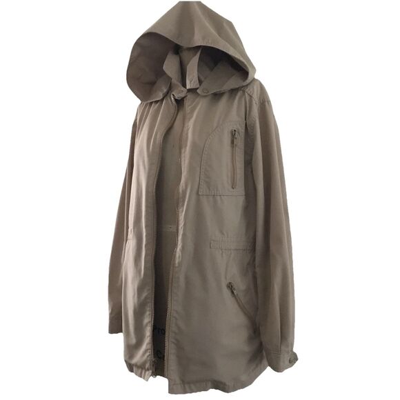 London Fog Vintage Neutral Tan Short Hooded Lightweight Utility Jacket M - Picture 3 of 8